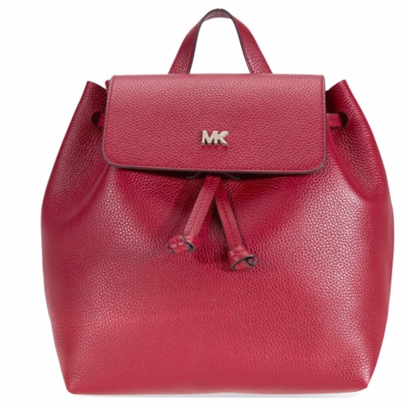 Michael Kors Handbags - MK Maroon Medium Pebbled Leather Backpack Junie